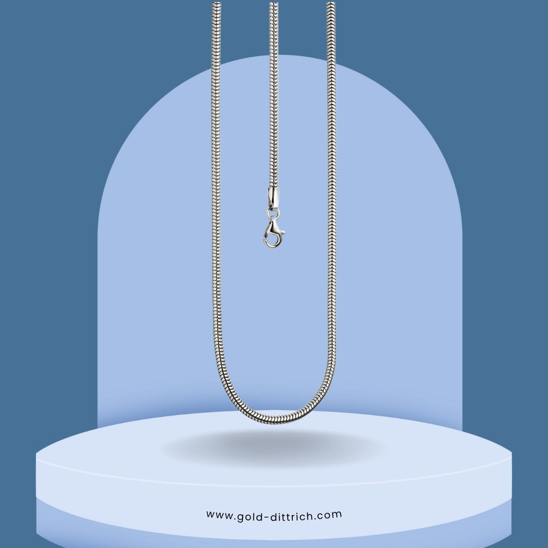  Schlangenkette aus 925 Silber – rhodiniert, glänzend, 50 cm lang mit Karabinerverschluss