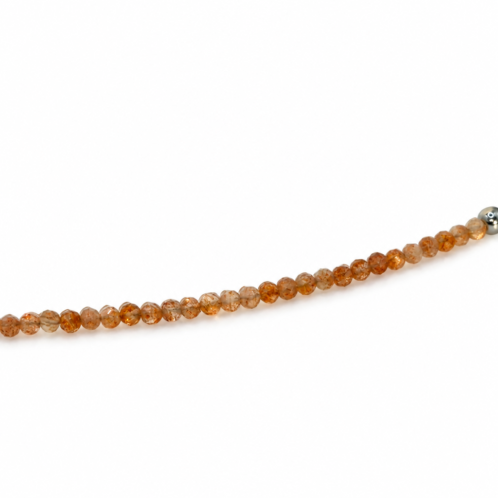 Detail Sonnenstein-Armband 925 Silber mit orangefarbenen Perlen und Silberöse
